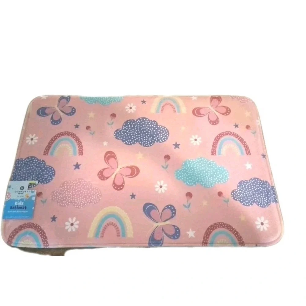 Butterflies Non Slip Little Girls Bath Rug Mat Bathroom Absorbent NWT #205